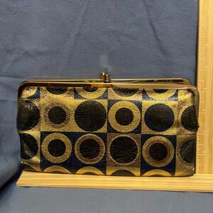 HOBO Gold and Black Circle Pattern Clutch